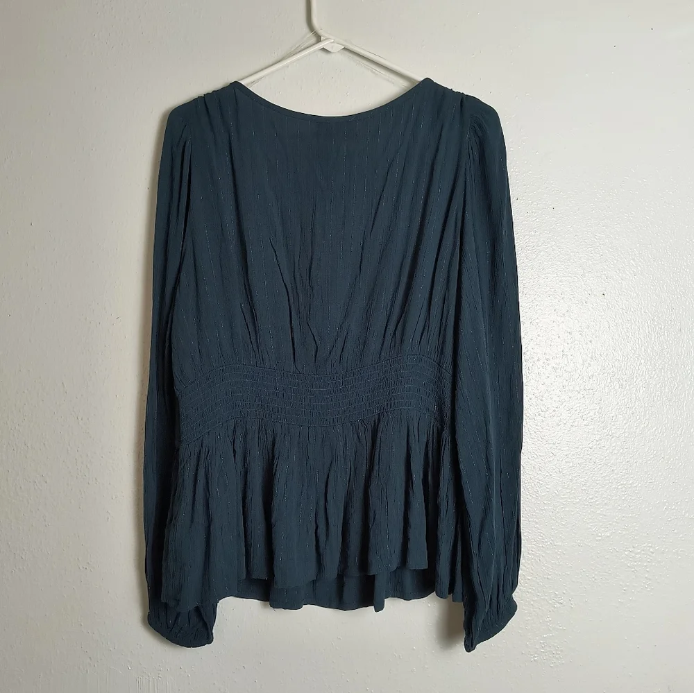 Knox Rose XXL Teal Blue Peplum Blouse Top Boho